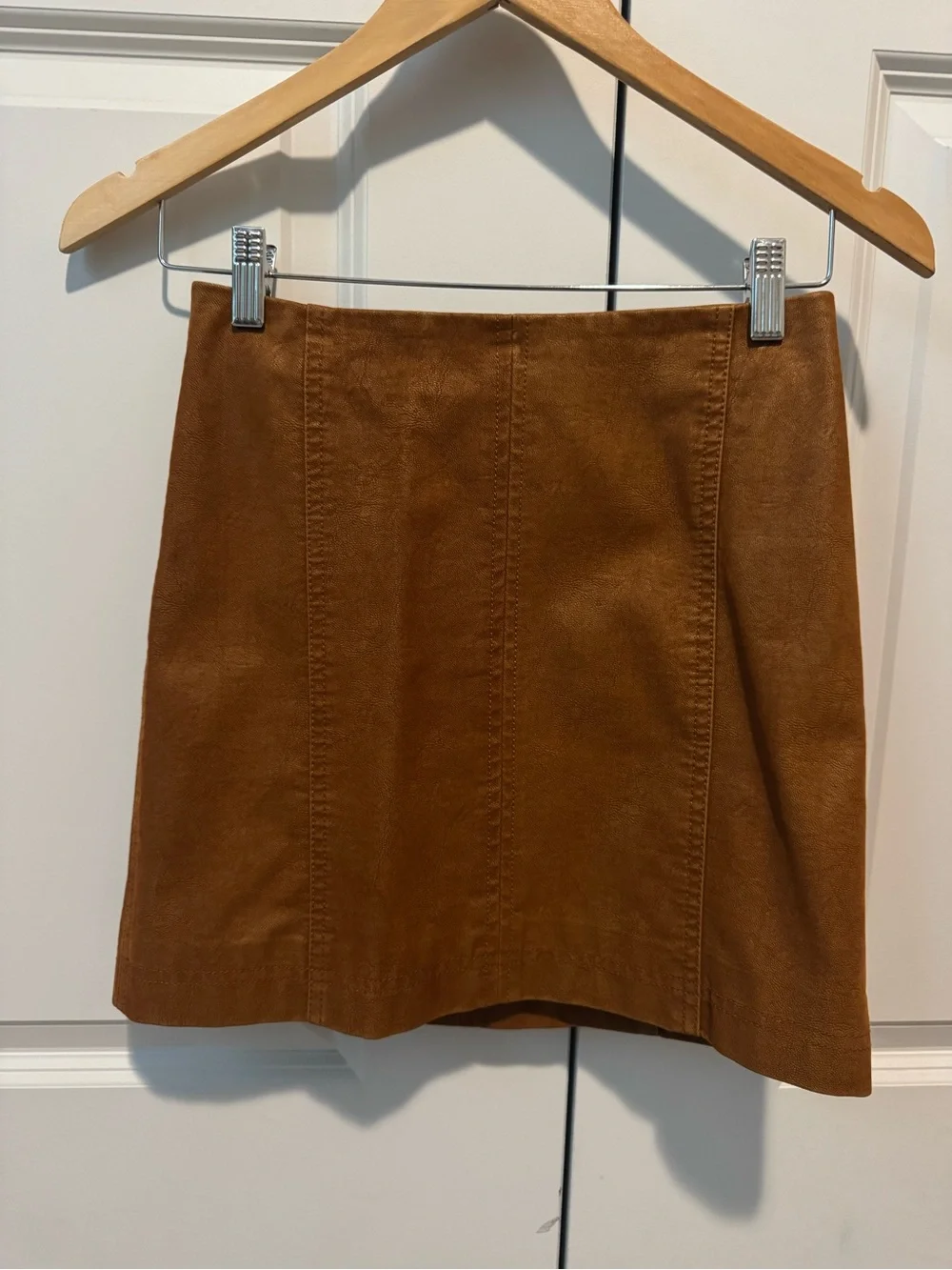 Free People Modern Femme Skirt Vegan Leather Chestnut sz 0